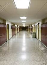 Empty School Hallway