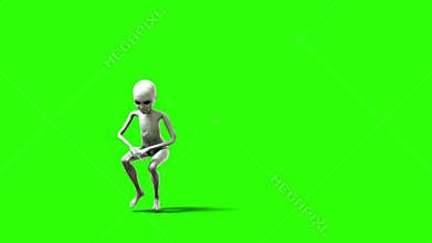 Funny alien dancing animation. UFO concept. Green screen animation.