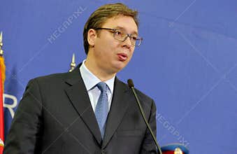 Greece Prime Minister Alexis Tsipras and Serbian Prime Minister Aleksandar Vucic holds a joint press conference