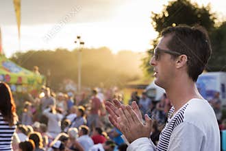 Man at concert or summer festival
