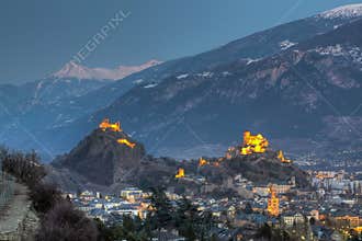 Sion skyline, Switzerland