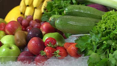 Background juicy and fresh herbs, fruit and vegetables