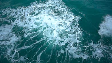 Ocean wave sea impact flow slow motion top aerial view background