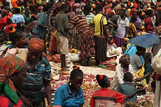 A crowd at the market. Konso. Ethiopia