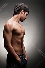 Adult man with naked torso