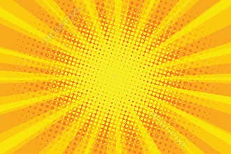 Yellow orange sun pop art retro rays background