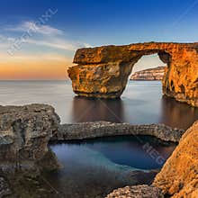 Gozo, Malta - Sunset at the beautiful Azure Window at sunset