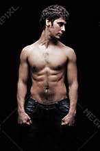 Handsome young man with naked torso