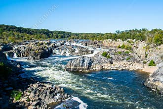 Strong White Water Rapids in Great Falls Park, Virginia Side