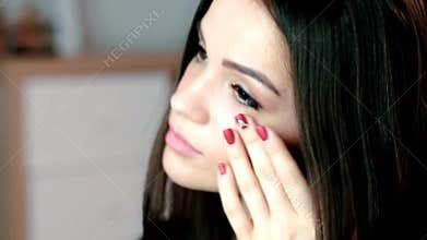 Portrait of a beautiful girl with dyed hair, professional coloring.
