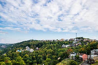 Dramatic Skyline of Downtown above the Monongahela River in Pitt