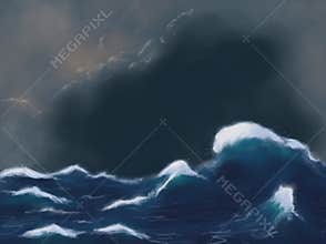Rough Sea Stormy Clouds Painting Artwork