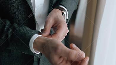 Man Wear a Suite, Correct Clothes, Fees Groom, Wedding Preparations Outdoor