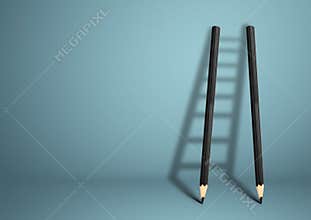 Success creative concept, pencil Ladder with copy space