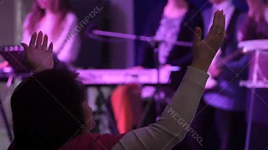 Worship, Hand Raised At Church In Pray