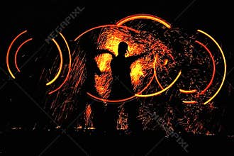 Night dance with fire