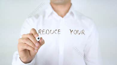 Reduce Your Energy Bill, Man Writing on Glass