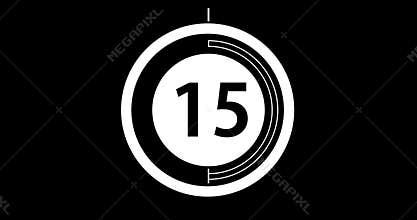 Circular countdown clock, 30 seconds with numbers and circles marking time