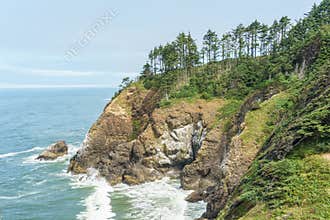 Stunning view of the pacific northwest coastline from Cape Disappointment state park Washington USA.