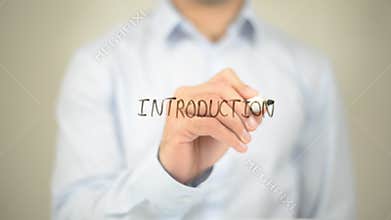 Introduction , Man writing on transparent screen