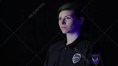 Female cop looking off camera hd