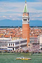 St Marks Square and Campanile on a beautiful summer day in Venice