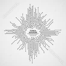 Computer motherboard vector background with circuit board electronic elements