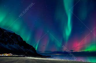 Colorful northern lights explosion in Iceland