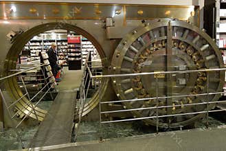 Large Bank Vault Door Opened in Bookstore