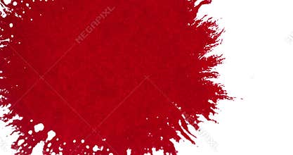 Abstract red blood ink watercolor splatter splash on white background, dangerous horror or medical health care