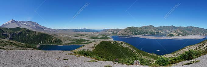 Mount St. Helens volcano and Spirit Lake 35 years after eruption