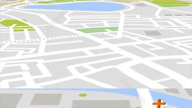Seamless animation of gps satellite city map and urban landmark location with 3d buildings and real estate bakground