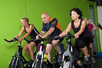 Couple of seniors spinning