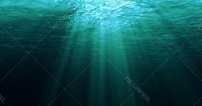 Perfectly seamless loop of deep blue caribbean ocean waves from underwater background