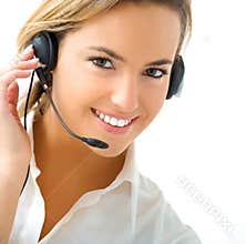 Young girl in call center