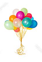 Colorful Balloons with yellow ribbons