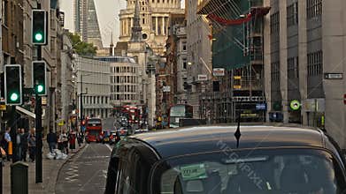 Traffic Time-Lapse in London at the St Paul`s Cathedral