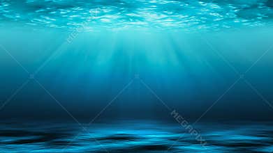 Sunbeams and Sea deep or ocean underwater as a background.