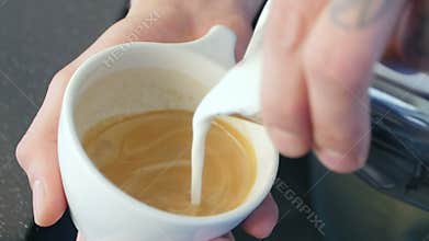 How to free pour a cup of coffee latte