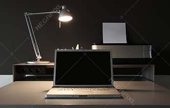 Frontal Home office desk whit lamp