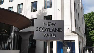 New Scotland Yard police sign in London