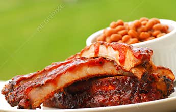 BBQ Ribs and beans