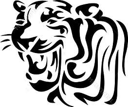 Abstract roaring tiger head