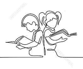 Kids reading books. Back to school concept.
