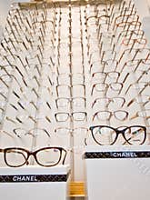 Chanel eyeglasses frames on display