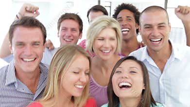 Group Of Happy Young People Celebrating Together
