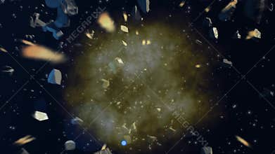 Asteroid collision in space