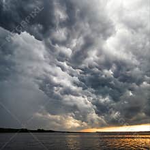 View of thunderstorm clouds