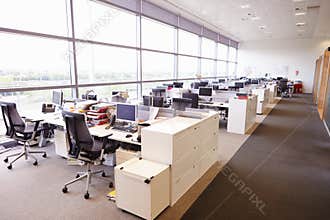 Large open plan office interior without people