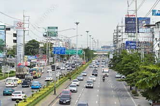 Min Buri Road street view in thailand.
